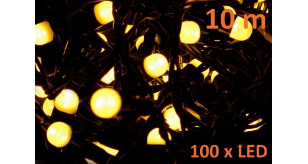 Řetěz 10 m - 100 maxi LED - teplá bílá