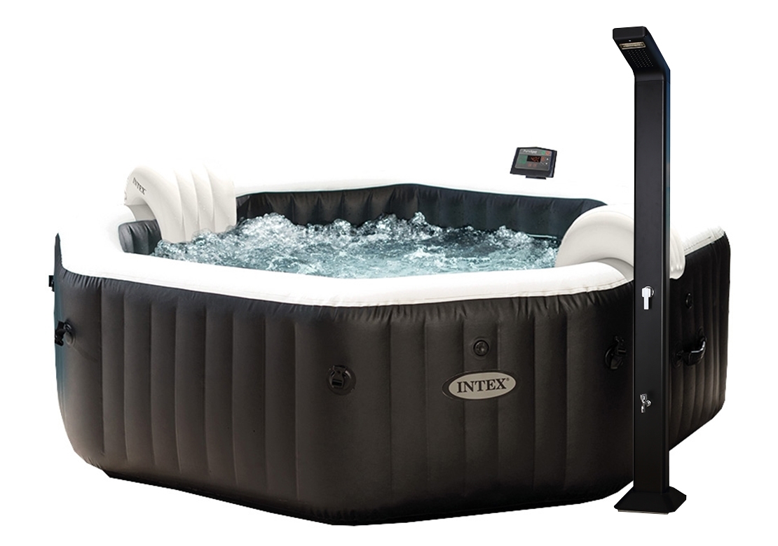 Vířivý bazén Pure Spa - Jet & Bubble Deluxe HWS 4 + Solární sprcha UNO 35 l hliníková s LED světlem | 19900164